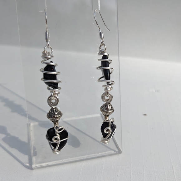 ๐SOLD๐Goldstone Crystals Silver Earrings Long Positive Attitude Ambition - Picture 11 of 12